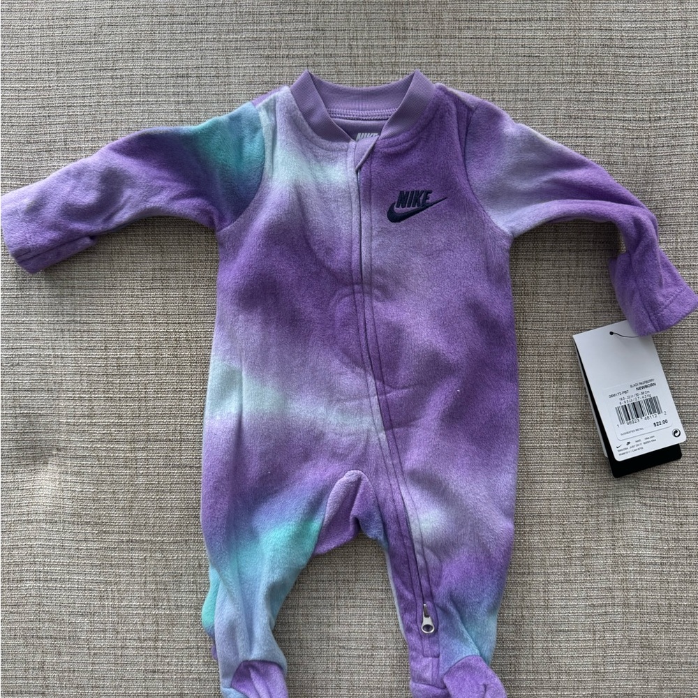 Nike Purple and Blue Footies One Piece with Tie-Dye Design